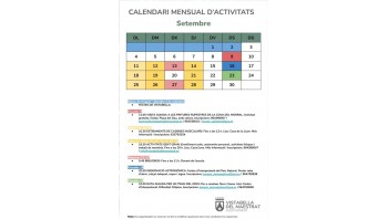 Calendario de actividades Septiembre Vistabella 
